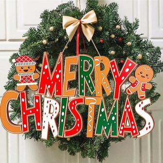 1pc Merry Christmas Door Decorations Gingerbread Man Wooden Sign Door Hanging Christmas Ornament Xmas Front Door/Wall Decor Party Supplies Home Decor Christmas Decorations Room Decor