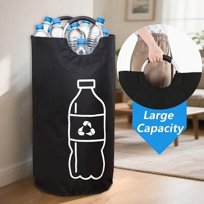 Papelera de reciclaje plegable de gran capacidad - Diseño cilíndrico de apertura superior, cesta de almacenamiento multiusos, adecuada para el hogar, el baño, la cocina, botellas de plástico, organizador plegable que ahorra espacio, fácil de limpiar, sin electricidad requerida, papelera de reciclaje para el hogar, almacenamiento de botellas, estética moderna, estructura resistente, vida en apartamento