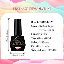 FOUR LILY 10ml Gel Kuku Berubah Warna Sensitif Suhu - Gel Kuku Reaktif Dingin & Panas, Cocok Untuk Manikur Salon dan Rumahan - MultiWarna - View 7