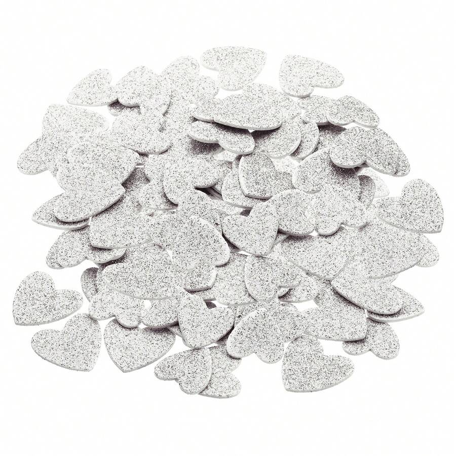 Foam Stickers, EVA Self Adhesive Glitters Foam Shape Sticker Craft Supplies For Scrapbook Card DIY Making Home Decor - Silver Heart 120Pcs - View 1