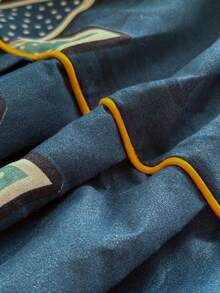 Bộ 3 váy giường (1 váy giường + 2 vỏ gối), họa tiết hoa, mềm mại và thân thiện với da, thích hợp cho phòng ngủ, mọi mùa - Màu xanh lam - Xem 2