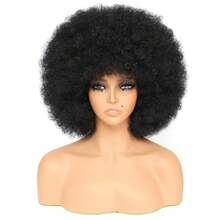 Afro Wigs For Women 10 Inch Afro Curly Wig 70s Wig Large Bouncy And Soft Natural Looking Full Puff Wigs For Party Cosplay Afro Wig (Black) - Black - View 3