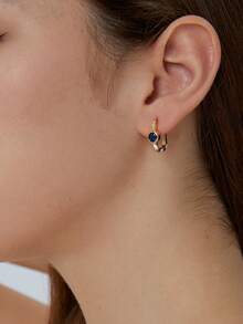 Charm-In 1 par de pendientes de piedra de circonita geométrica con baño de oro de 18K, regalo para el Día de San Valentín, Día de la Madre