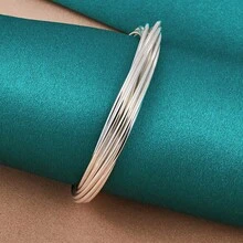925 Sterling Silver Plated Ten Circles Bangles For Women Wedding Party Charm Fine Jewelry - Silver - View 5