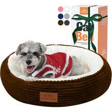 20in Washable Round Donut Indoor Pet Bed For Cats, Small Dogs, Puppies, Kittens - Anti-Slip Bottom, Calming Bed - Pink - màu nâu - Xem 1
