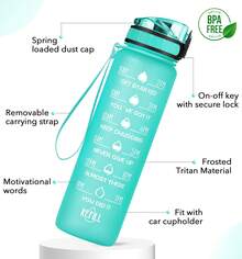Motivational Water Bottle With Time Marker And Fruit Strainer, Leak-Proof, With Carrying Strap, Perfect For Fitness, Gym And Sports - 綠色 - 查看 3