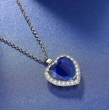 Heart The Ocean Simulated Blue Sapphire, Silver Necklace Pendants Jewelry  Jewelry Gifts For Woman2025 - 藍色-2 - 查看 8