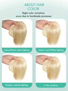 Human Hair Topper With Bangs Bleach Blonde New Upgrade Hair Toppers For WomenCovers Gray &Adds Volume Lightweight Seamless Hair Topper Silk Base Clips In Topper - S613 - View 8