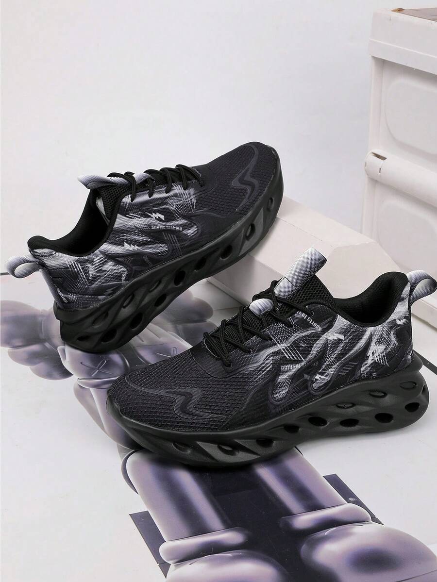 Zapatillas deportivas casuales para exteriores con suela asimétrica pintada a mano, patrón de camuflaje, transpirables y cómodas, adecuadas para adolescentes, estudiantes, todo el año