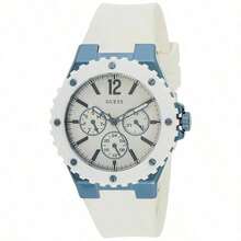 Guess Reloj de cuarzo para mujer, movimiento de cuarzo, caja de acero inoxidable, correa de silicona, reloj de manecillas, adecuado para uso diario, deportes y otras ocasiones W0149L6