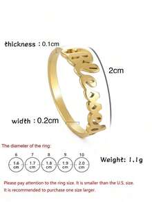 1pc Letter Decor Ring, Stainless Steel Jewelry, Gift For Mom, Birthday Gift, Holiday Gift, Engagement Ring, Jewelry Accessory - 黃金 - 查看 4