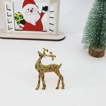 4 piezas Anillos de servilleta con diseño de ciervo, anillos de servilleta con lazo navideño, anillos de tela para hotel, decoración de mesa para banquetes de boda, anillos de servilleta de moda