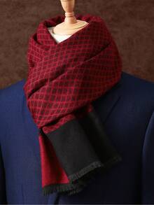 1 件男女通用奢华围巾，男士时尚印花围巾，商务围巾，经典 180 * 30 厘米流苏披肩，格子围巾，男士商务围巾 - 彩色 - 查看 9