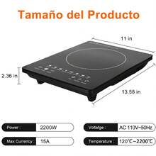 Parrilla de Inducción Eléctrica, Estufa de Inducción 2200w Control Tactil con 8 Niveles de Potencia & Temperatura, Cocina de Inducción con 6 Programas Automáticos y Temporizador de 3 Horas - 1 - Ver 6