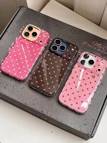 时尚可爱波点亮面软壳手机壳，兼容 17 Air、16、15、14、13、12、11 Pro Max、16、15、14 Plus，简约创意防震后盖 - 棕色 - 查看 2