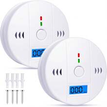 LUHI 2PCS Detector de Humo, Detector de Monóxido de Carbono,Sirena inalámbrica con Pantalla Digital y Alarma Sonora, Ideal para oficinas, dormitorios, cocinas, baños, etc.(2 piezas) - 1 - Ver 6