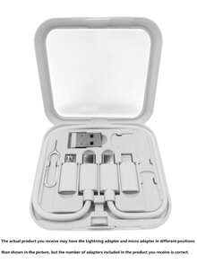 FCV 多功能USB充电线适配器套装，包含镜子、USB-C转Lightning适配器、USB-A和Type-C转Micro/Type-C/Lightning转换器、数据传输器、读卡器、取卡针、手机支架 - 彩色 - 查看 17