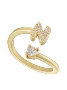 This Is A Stylish And Simple Asymmetrical Copper A-Z Ring With An Adjustable Opening And 26 English Initials For Women. It Is Suitable For Daily Wear And Casual Entertainment. It Is A Gift For Friends And Couples At Festivals And Gatherings!