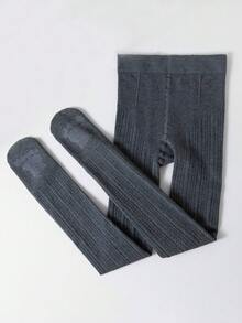 1/2pcs Girls Leggings, Solid Colors Khaki, Apricot, Beige, Gray, Skinny, Vertical Stripes, School Style, Princess, Full Length Tights, Suitable For All Seasons, Autumn/Winter, Fashion & Versatile