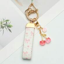 1 件优雅花卉印花 PU 皮革钥匙扣，带防锈锌合金环和装饰字母饰物 - 时尚女士配饰，适用于汽车钥匙、房屋钥匙和礼物、汽车钥匙链、时尚钥匙扣、耐用钥匙扣 - 彩色 - 查看 14