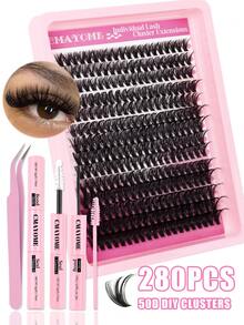 224/252/280 Clusters Of False Eyelashes, D Curl, 50D/60D/80D/100D Strands, 12-18mm, Long-Lasting, Fine, Ultra-Light False Eyelash Tool Set, Dense Eye-Enhancing Tool Set, Suitable For Weddings, Christmas Parties, Travel, Daily Wear, Eyelash Extensions, Beginner Makeup Segmented Eyelashes. - Multicolor - View 4