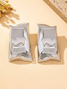 1 Pair Vintage Elegant Geometric Teardrop Statement Earrings, Stainless Steel With Titanium Alloy Posts, Fashionable Large Drop Dangle Earrings For Women, Suitable For Daily Wear, Novelty Earrings