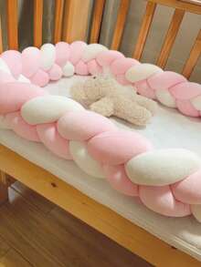 1 件编织婴儿床保险杠、三股编织包裹婴儿床内衬、INS 婴儿柔软打结编织婴儿床保险杠、婴儿靠垫保险杠、新生儿装饰床上用品、编织保险杠垫、婴儿床护栏、育儿室装饰、保护婴儿免受碰撞的婴儿床上用品，新生儿的绝佳礼物 - 白粉粉 - 查看 6