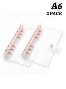 Transparent Candy‑Color A6 PVC 6‑Ring Binder Cover – Lightweight Refillable Planner Shell (No Paper Included),School Supplies,Back To School - Multicolor - View 17