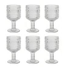 6pcs Vintage Stemmed Wine Glasses 10 OZ, Hobnail Glass Goblets, Colored Drinking Glasses For Dining Table, Party, Bar - trong suốt - Xem 2