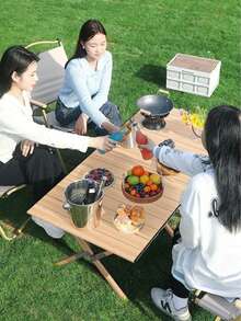 Outdoor Portable Folding Carbon Steel Egg Roll Table, Suitable For Camping, Picnic, Easy To Install