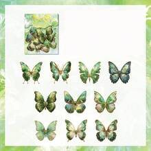 10 adesivos de borboleta holográficos de PVC de alta qualidade com design brilhante, decoração autoadesiva com padrão brilhante para garrafas de água, álbuns de recortes, diários, cadernos e projetos de artesanato, decoração criativa faça você mesmo, decorações de feriado, Natal, Halloween, Dia dos Namorados