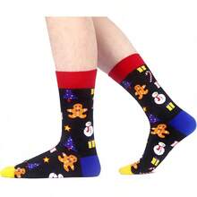 Men's Funny Novelty Crazy Pattern Dress Socks For Gifts - Red/Green/Black/Blue/Multicolor Christmas-4m - View 7
