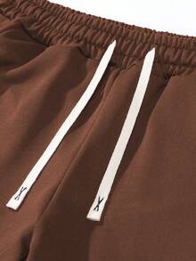 Men's Lightweight Hoodie And Sweatpants Set, Casual Outfit With Pockets, Drawstring Waist Pants, Versatile For Spring/Autumn, Suitable As Gift For Husband/Boyfriend, Street, Commute, Outdoor, Holiday - Coffee Brown - View 8