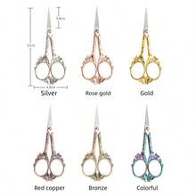 1 Pc Vintage  Style Scissors Stainless Steel For Cross Stitch Cutting Embroidery Sewing Handcraft Craft Art Work DIY Tool - 彩色 - 查看 5