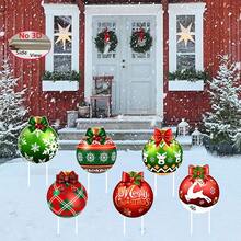 6 Peças Bolas de Natal para Decoração de Quintal Externo, Adequado para Superfícies Planas 2D, Acompanha 12 Estacas de Plástico, Decoração de Natal Externa, Estacas de Bola de Plástico de Natal Festivas para Quintal, Pátio, Gramado - Decorações de Feriados Externos