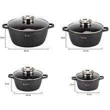 Set Of 4 Pots Induction, Cookware Set With Induction Cooking Pot Set Pan Non-Stick, Cast Aluminum, Mrmer Coating, Includes 4 Lids. - Black murmur - View 2