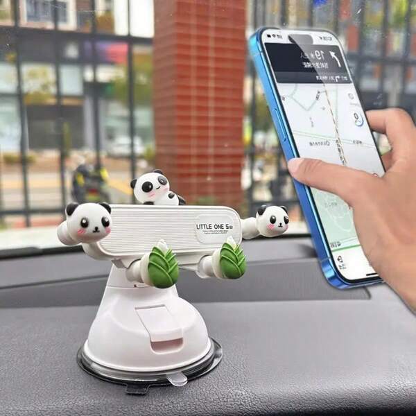 1pc Panda 3D Doll Phone Stand Car Suction Cup Car Instrument Support Navigation Car Use, Cute Panda Design Adjustable Gravity Car Phone Stand, No Battery Required, Stable Grip Hands Free Driving, Vehicle Accessories, Car Navigation Phone Stand, Suitable For GPS Navigation, Other And Vehicle Applications - Durable ABS Material, No Battery Required, GPS Device Stand | Multi Functional Stand | Sturdy Grip Stand