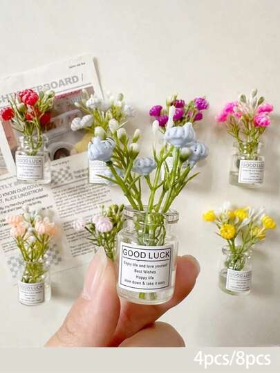 1/4/8个迷你花瓶磁铁 - 圣诞装饰花瓶磁铁 2025 全新可爱迷你冰箱磁铁 3D花瓶。小巧精致，可吸附在冰箱和其他金属表面，适合家居装饰、办公桌装饰，营造节日氛围。是家居装饰爱好者、上班族和公寓住户的理想之选。
