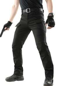 Men's Tactical Multi-Pocket Pants, Casual Waterproof Trousers, IX7 - màu đen - Xem 5