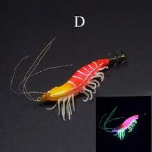 1 pieza Cebo de pesca de camarón luminoso Avlcoaky de 10.5cm/11.5g con anzuelo tipo jig de calamar