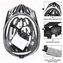 PMT Cycling Helmet Comfort Lining Lightweight Hollow Riding Safety Cap Head Protection Bicycle MTB Helmets Men Women Bike Helmet - W012-黑色 - 查看 5
