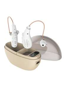 2PCS 中老年人充电式助听耳机，带充电仓电量显示，声音放大器，左右耳辅助助听耳机。