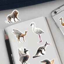 50 张可爱动物贴纸斑马幻影动物园动物贴纸野生动物贴纸丛林动物贴纸动物贴纸乙烯基防水贴纸适用于水瓶、电脑、笔记本电脑、手机、行李箱、笔记本、冰箱 - C - 查看 4