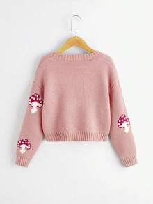 Girls' Cardigan Sweater Long Sleeve Button Down Cute Knit Cardigan Fall Preppy Clothes - Bụi hồng - Xem 2
