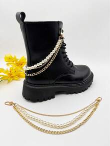 1 Pair Fashion Gold/Silver Chain Decor For Women Shoes/Boots - Multicolor - View 13