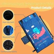 - Cama de avin para nios pequeos, extensor de asiento de avin para nios, cama de viaje porttil para nios, esencial de viaje para nios, cuna plegable para nios azul marino - 02 - Azul - Ver 5