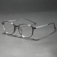 轻便大框蓝光阻隔方形透明镜片眼镜，简约时尚百搭无妆容休闲眼镜 - 無色 - 查看 13
