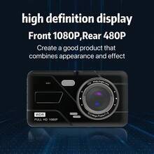 1080P Touch Screen Dual Dash Cam, Front And Rear Recording, Includes 32GB Storage Card, Car DVR With G-Sensor, 170° Wide Angle, 4" IPS Screen, 24-Hour Parking Monitor Mode, Supports Up To 64GB Storage Card