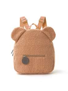1pc Kids Cute Teddy Bear Ears Backpack, Girls Soft Plush Fleece Mini Backpack With Zipper Pocket, Lightweight Small Bag For Daily Use, Travel Or School - Multicolor - View 6