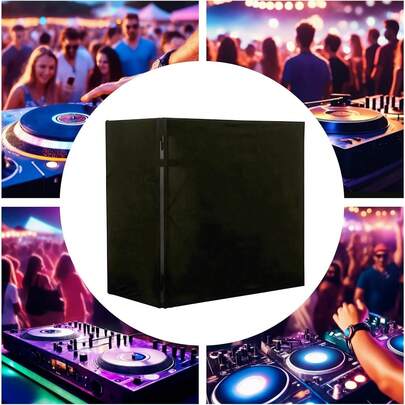 48 X 24in-DJ Display Stand Scrims Cover, Waterproof Sunscreen DJ Booth Scrims Covers DJ Table Event Booth Scrim, Portable DJ Facade Booth Scrim For DJ Booth Station DJ Controller Stand-Black